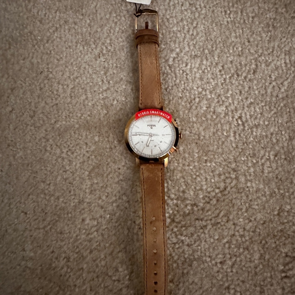 Fossil Tan and White Leather Strap Watch
